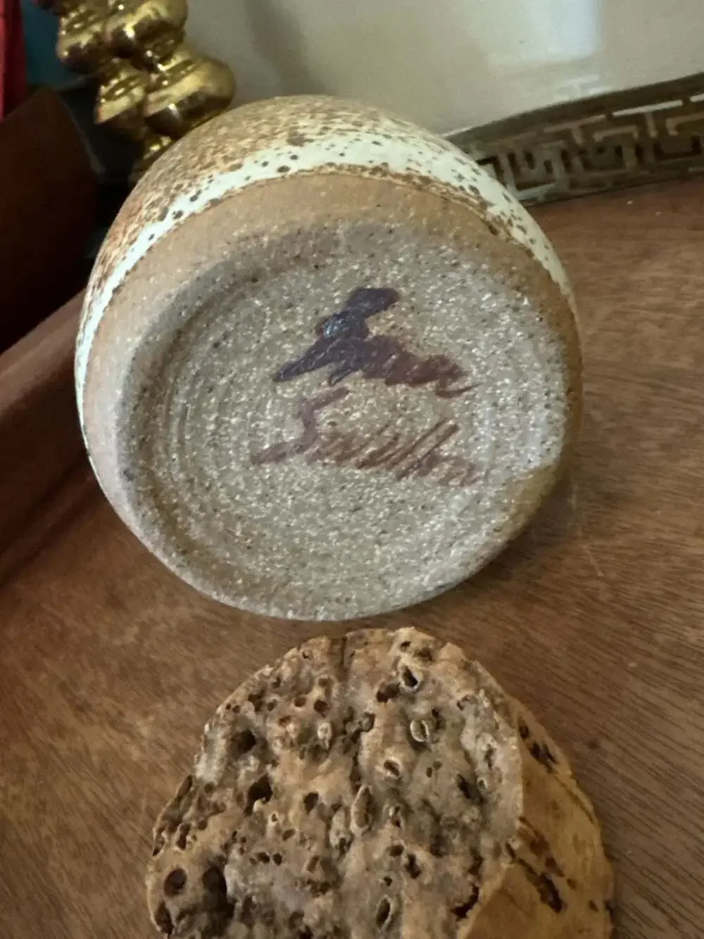 Studio Art Pottery TEA Canister 6-inch Speckled Stoneware Cork Lid